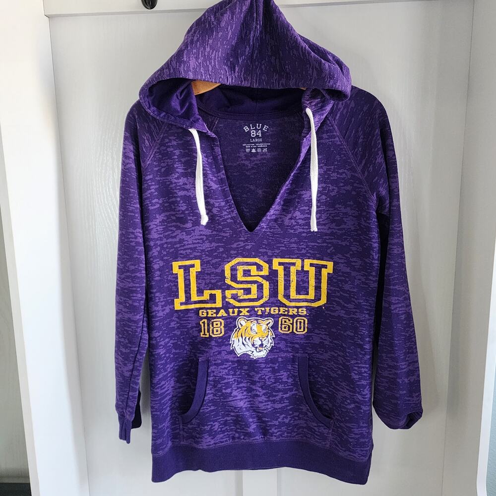 Blue 84 LSU‎ Louisiana State Geaux Tigers Purple Hoodie Sweatshirt Women's Large